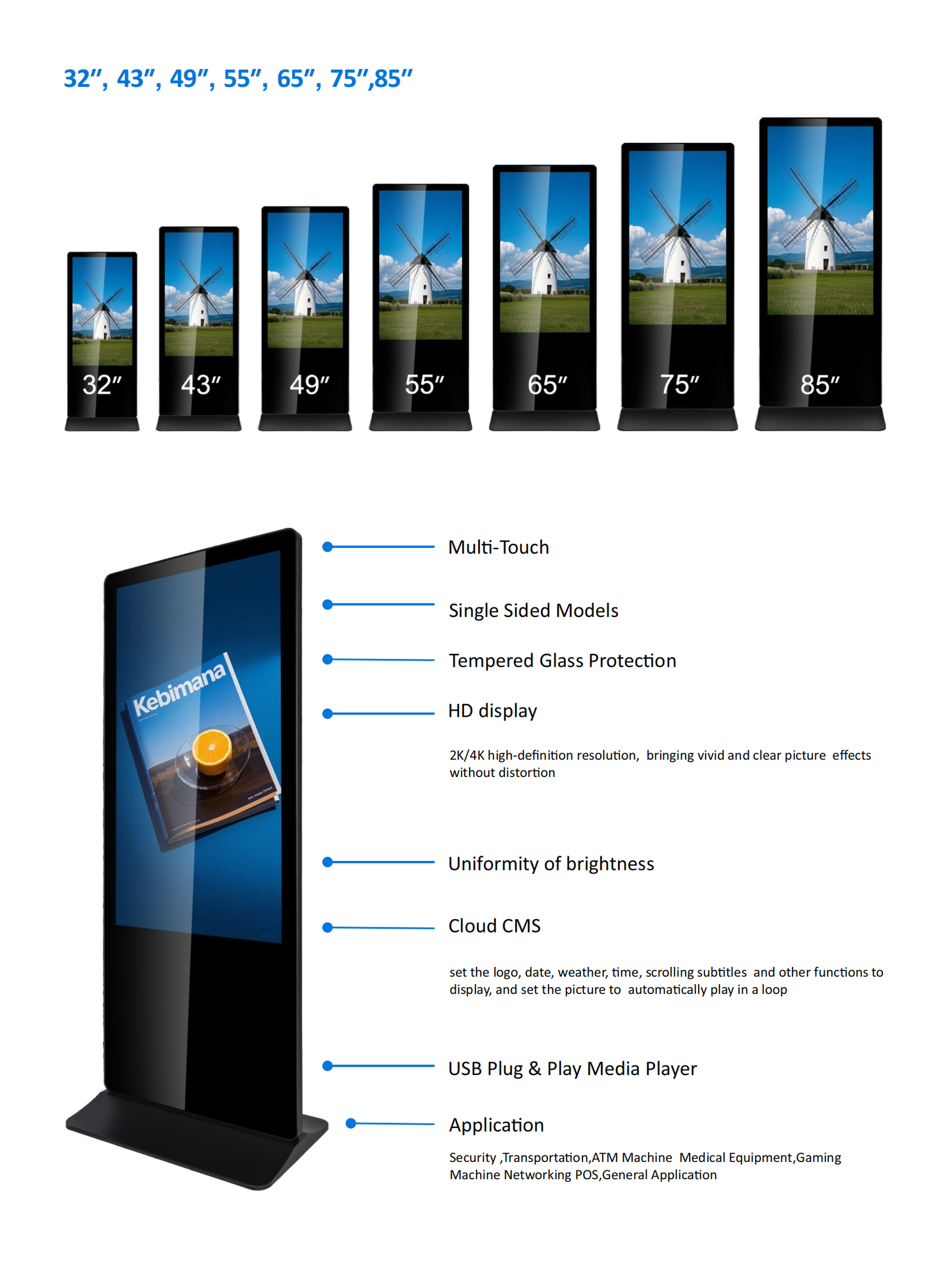 indoor standing led digital signage