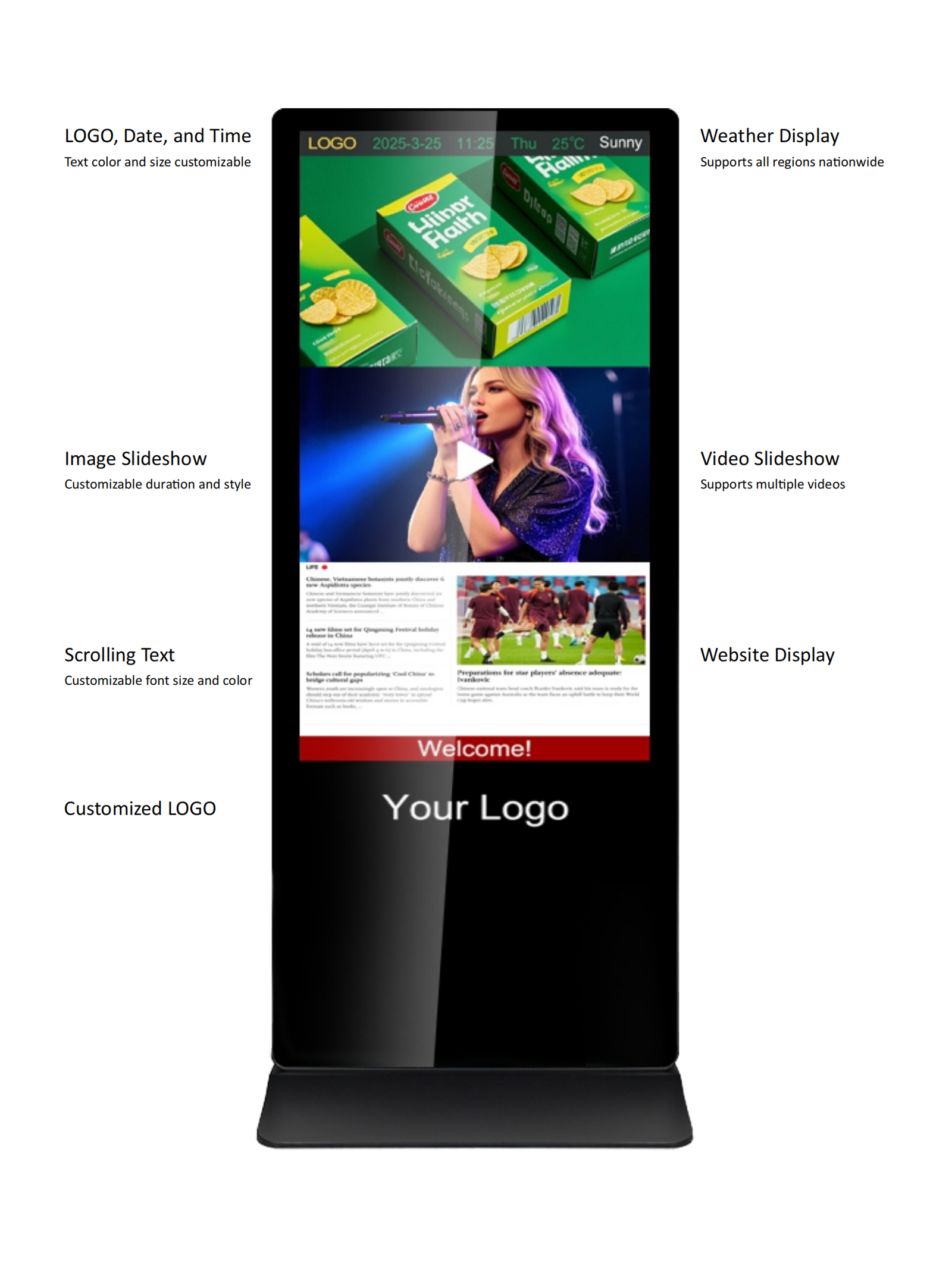 indoor standing led digital signage