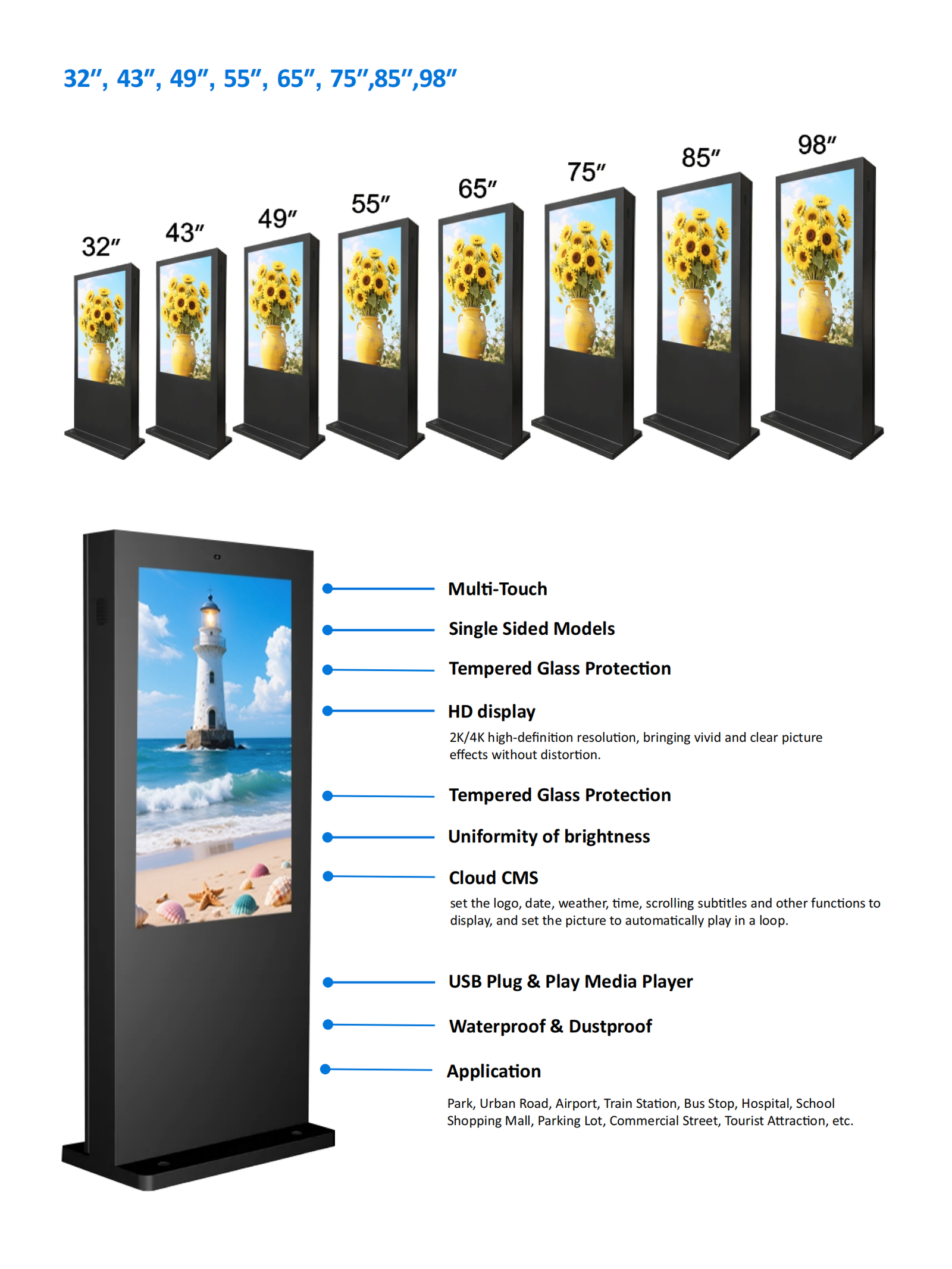 outdoor floor standing lcd digital signage