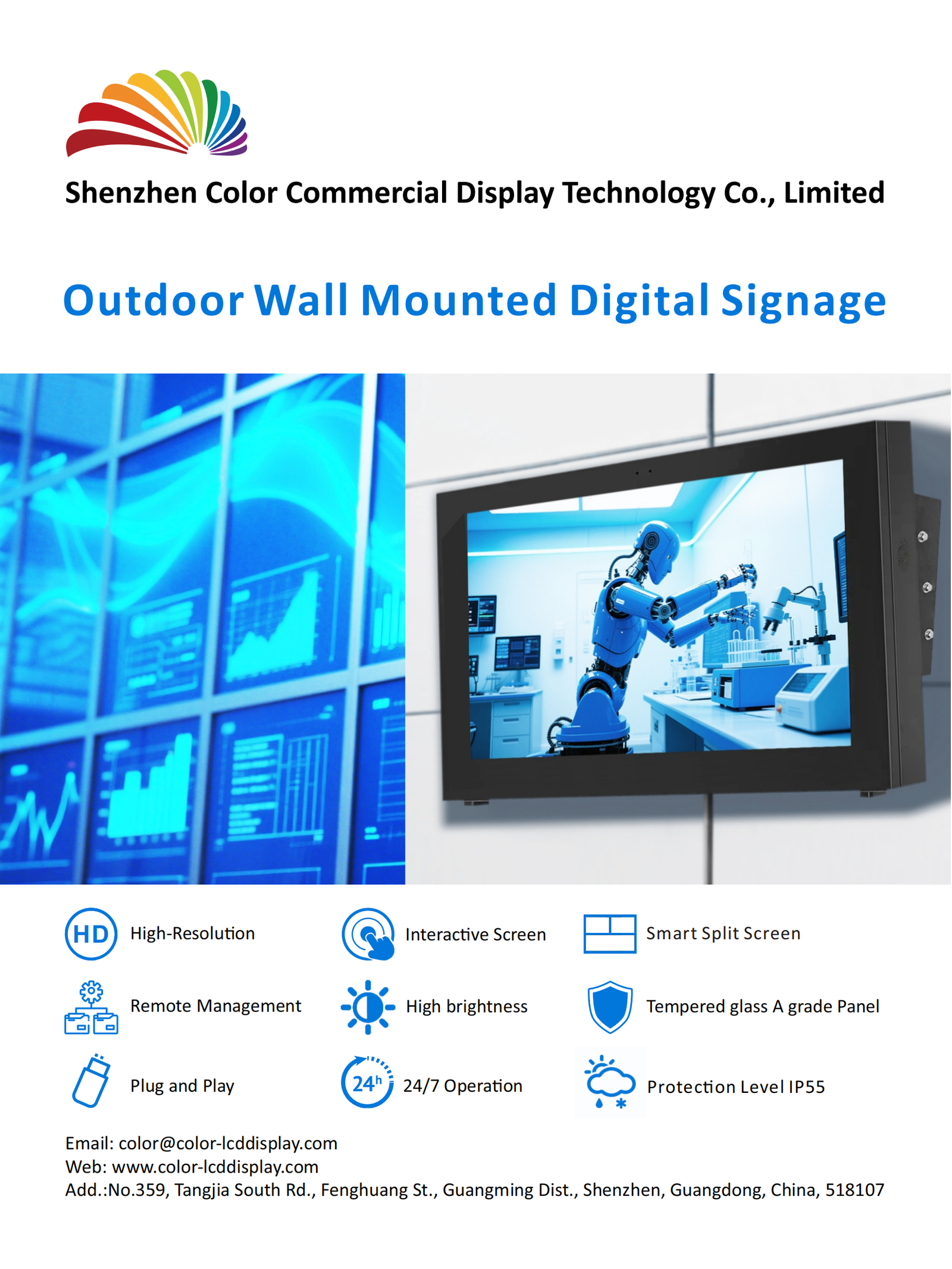 outdoor white/black wall mounted led digital signage