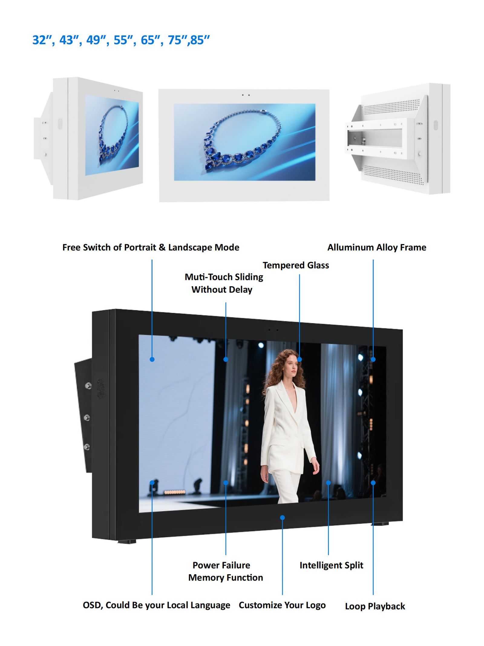 outdoor white/black wall mounted led digital signage