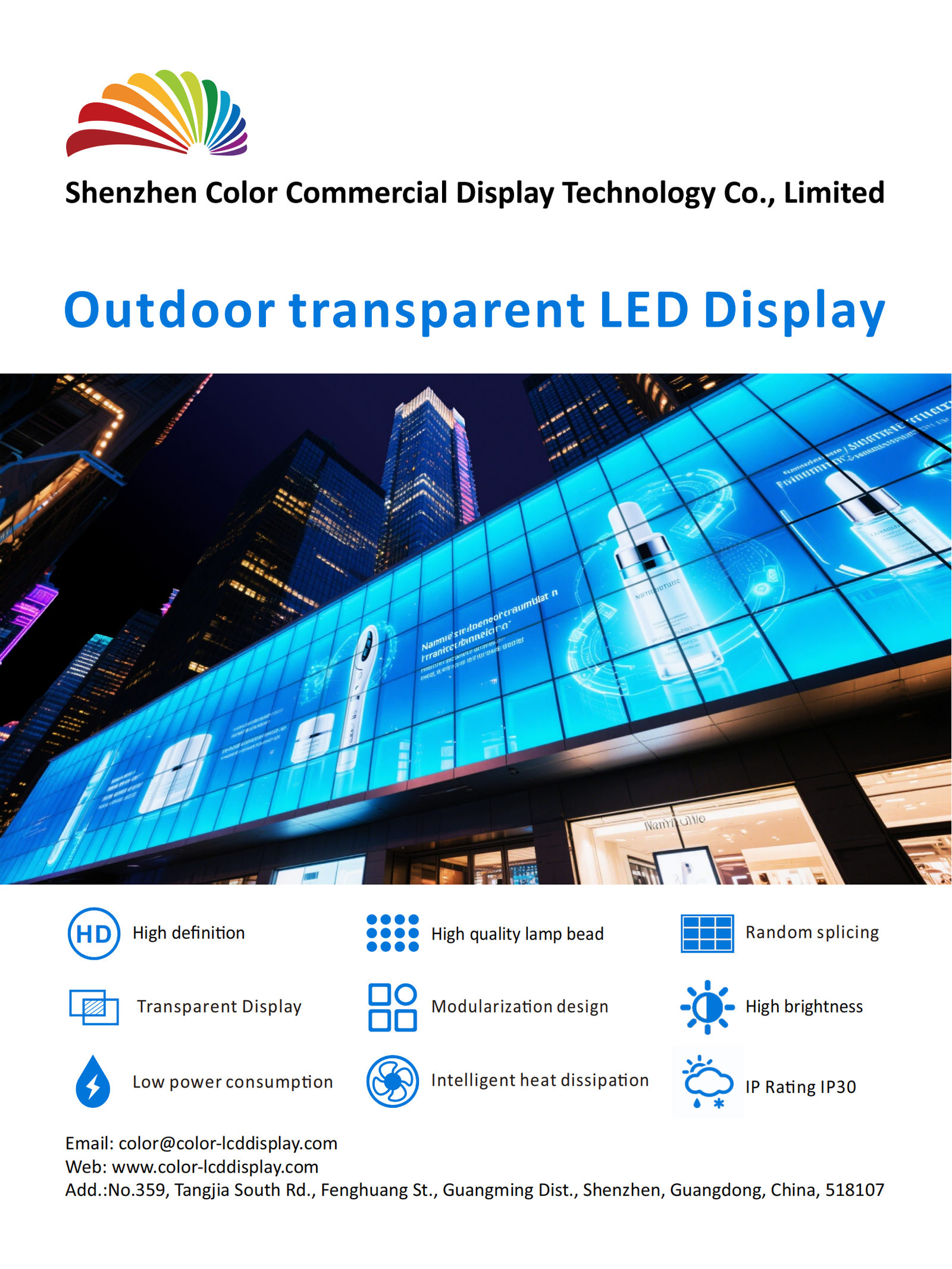 outdoor/indoor transparent led display