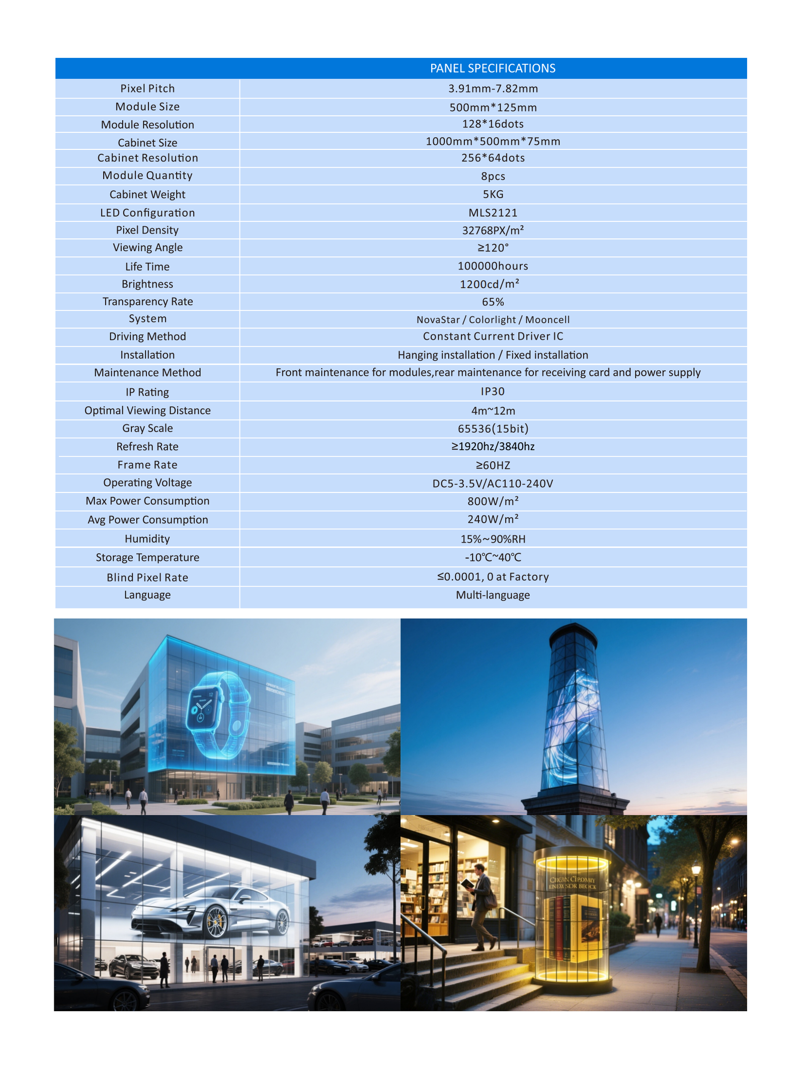 outdoor/indoor transparent led display