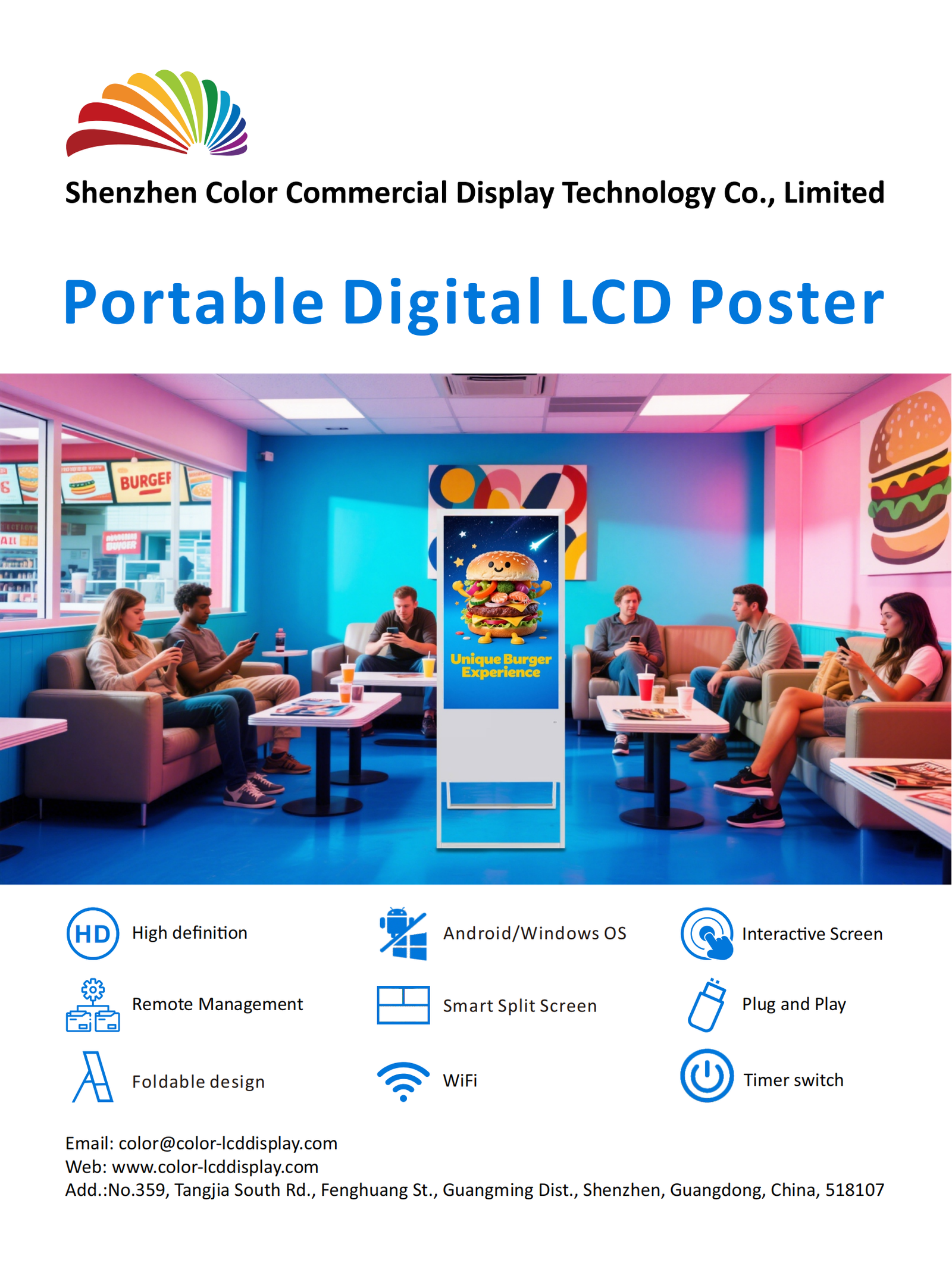 indoor portable digital lcd poster