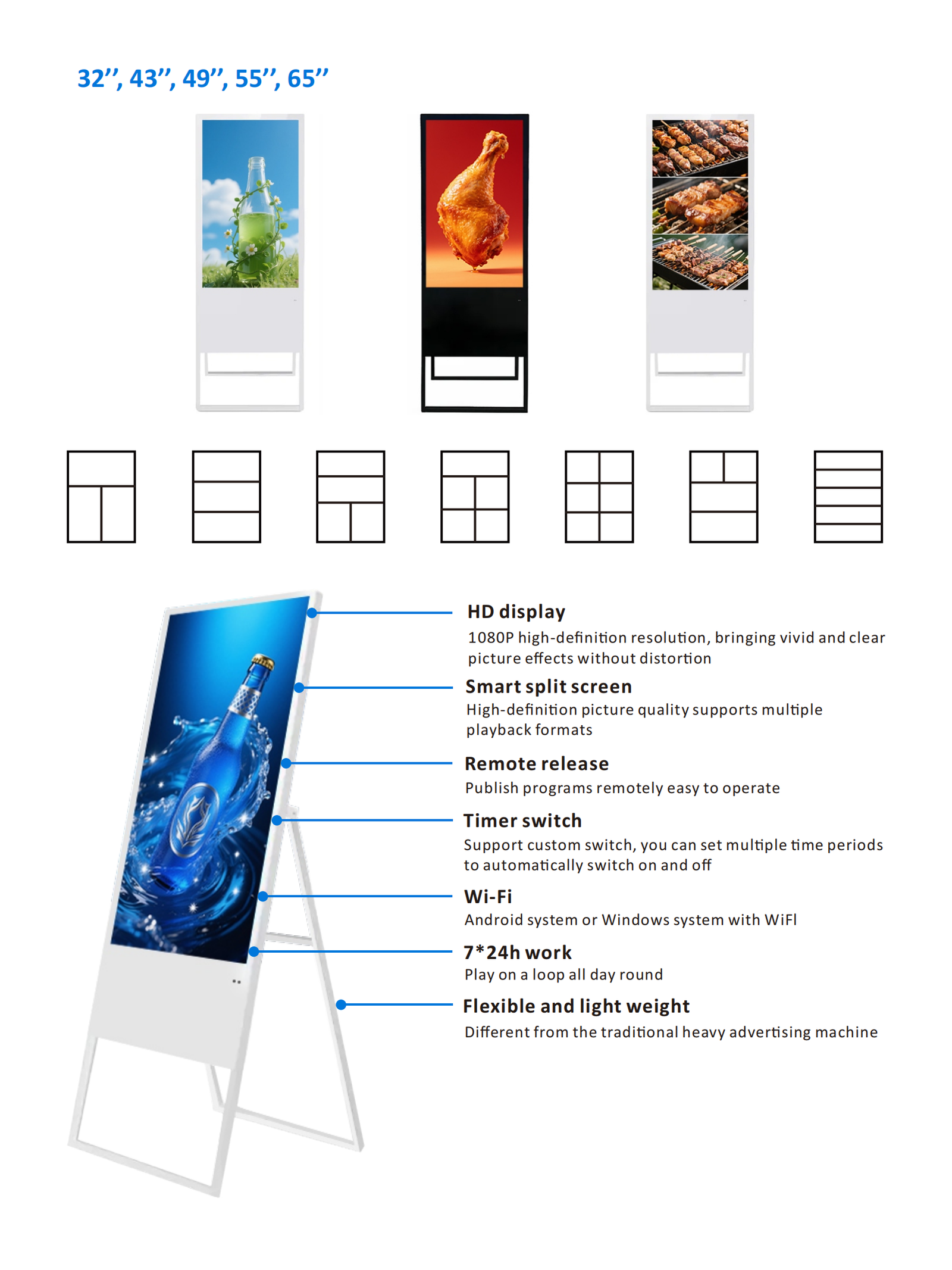 indoor portable digital lcd poster