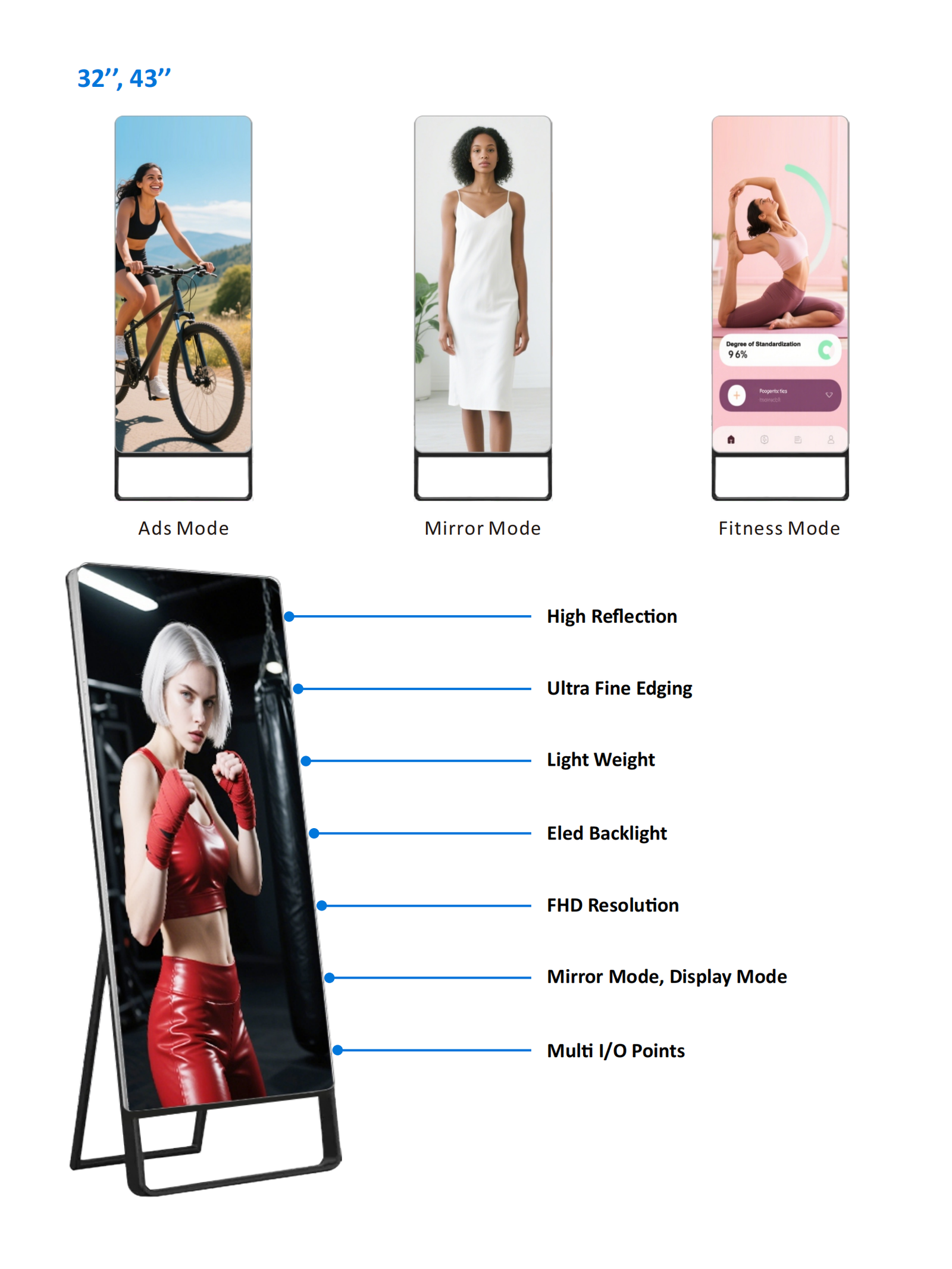 fitness mirror led digital display