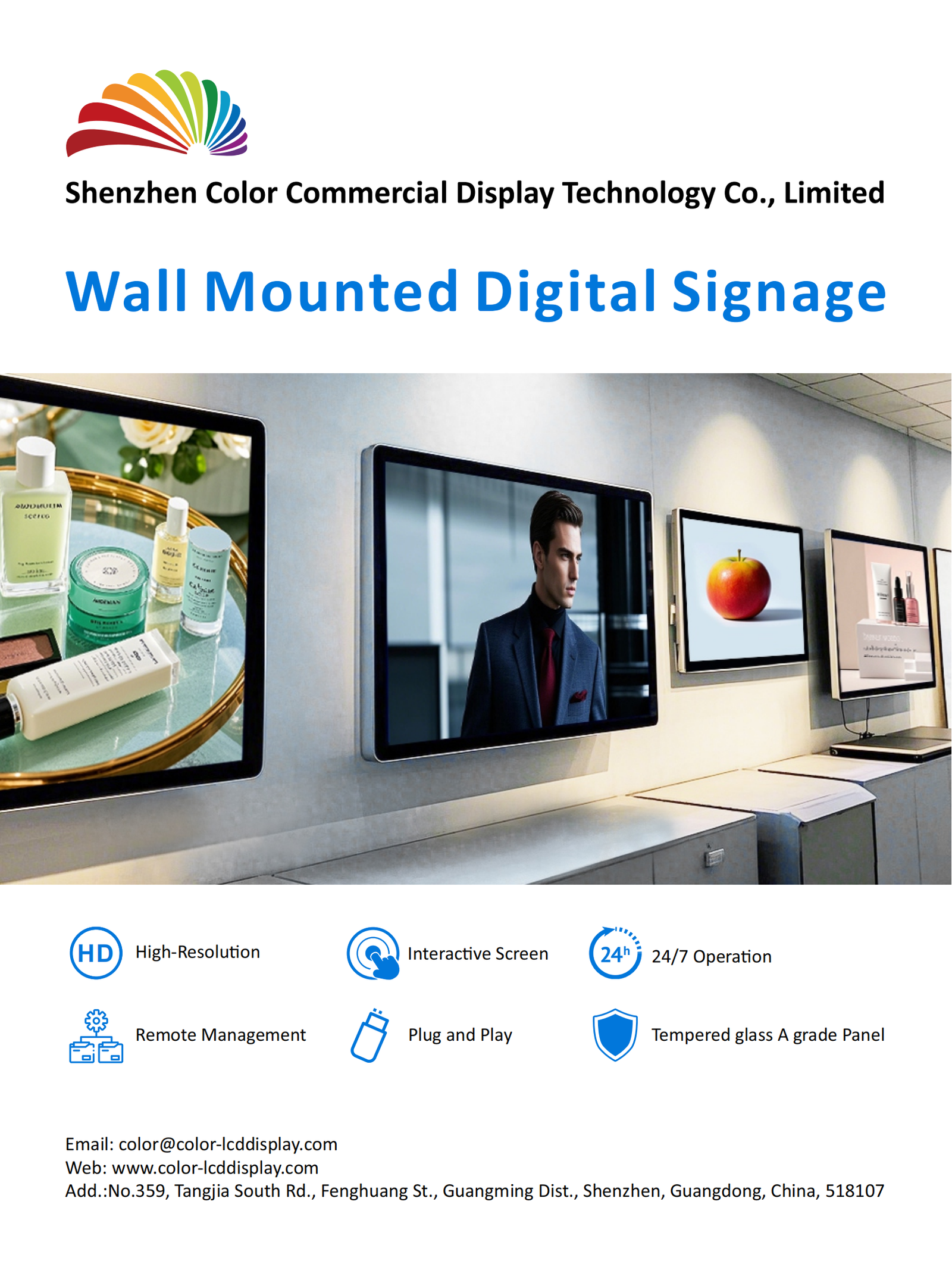 indoor wall mount led digital signage