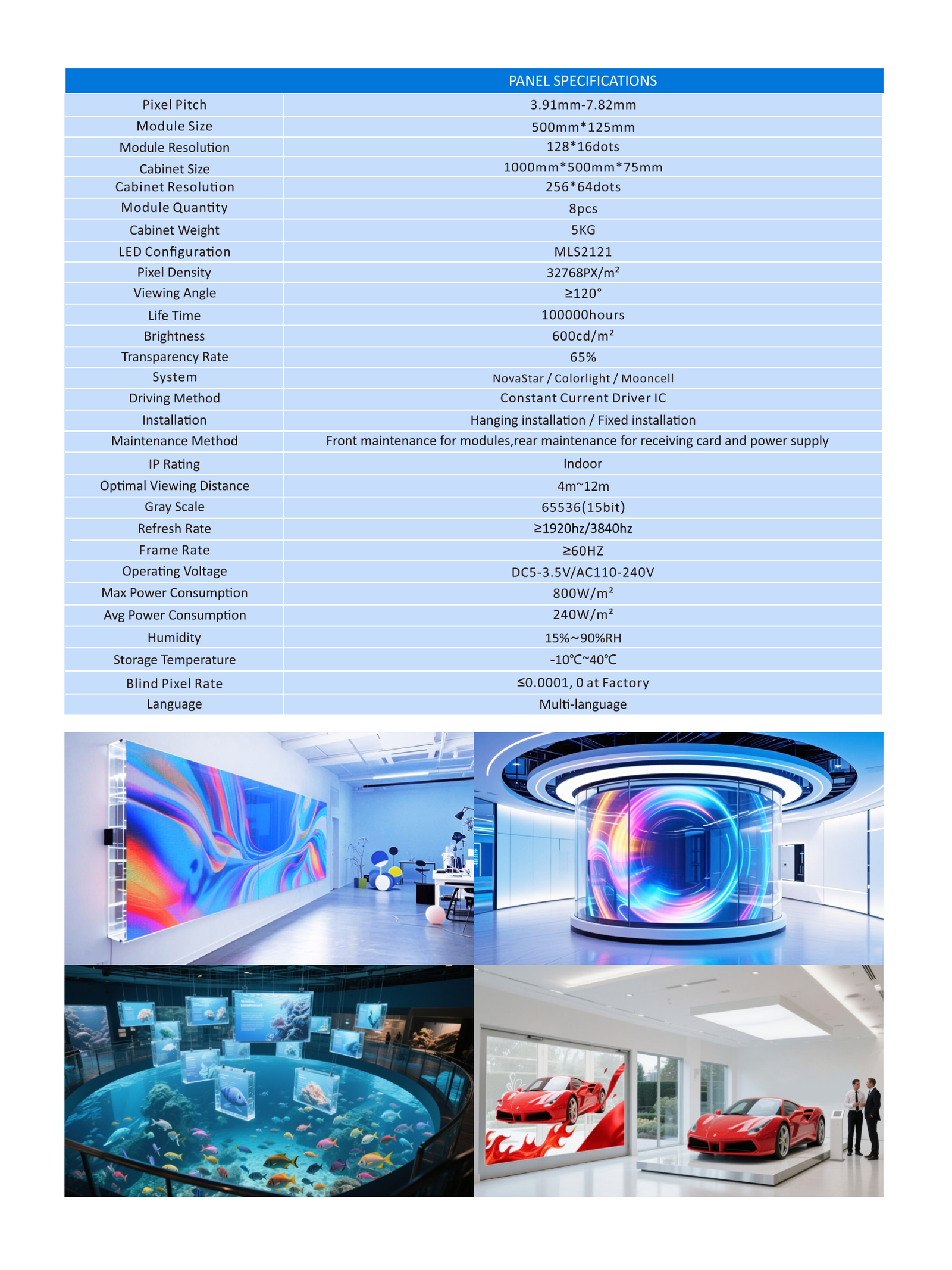 indoor transparent led display