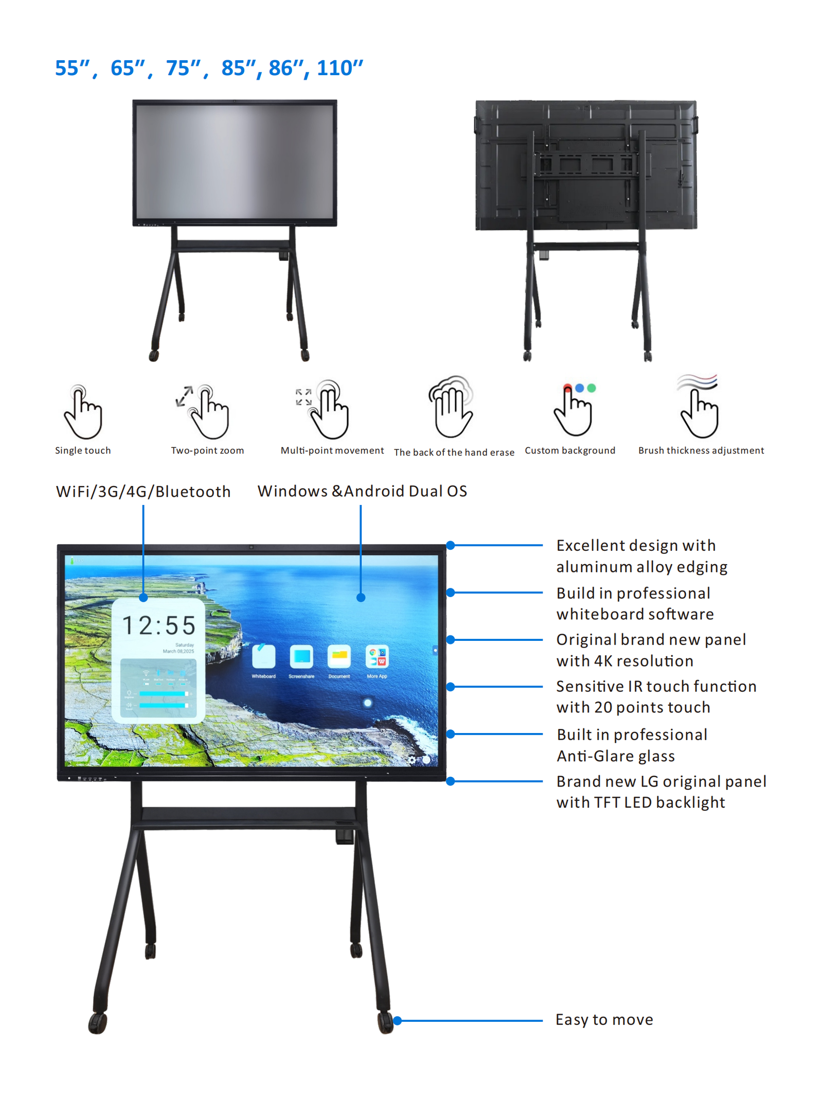 smart interactive display for conference room & classroom | touch screen board for presentations, training & collaboration